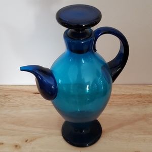 Blue glass pitcher